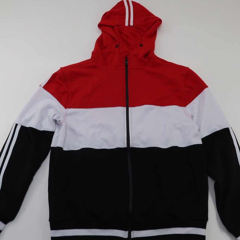 Bleecker Mercer Jacket Men's S Colorblock Red Black Hoodie‎ Zippered Sweatshirt